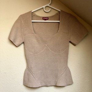 STAUD light pink short sleeve sweater. Like new condition